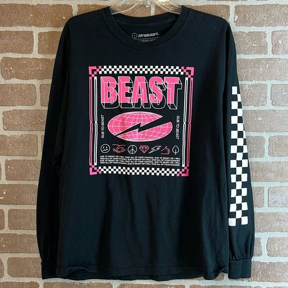 Mr. Beast Sub to Beast Black Long Sleeve Tee Shirt - Picture 1 of 6